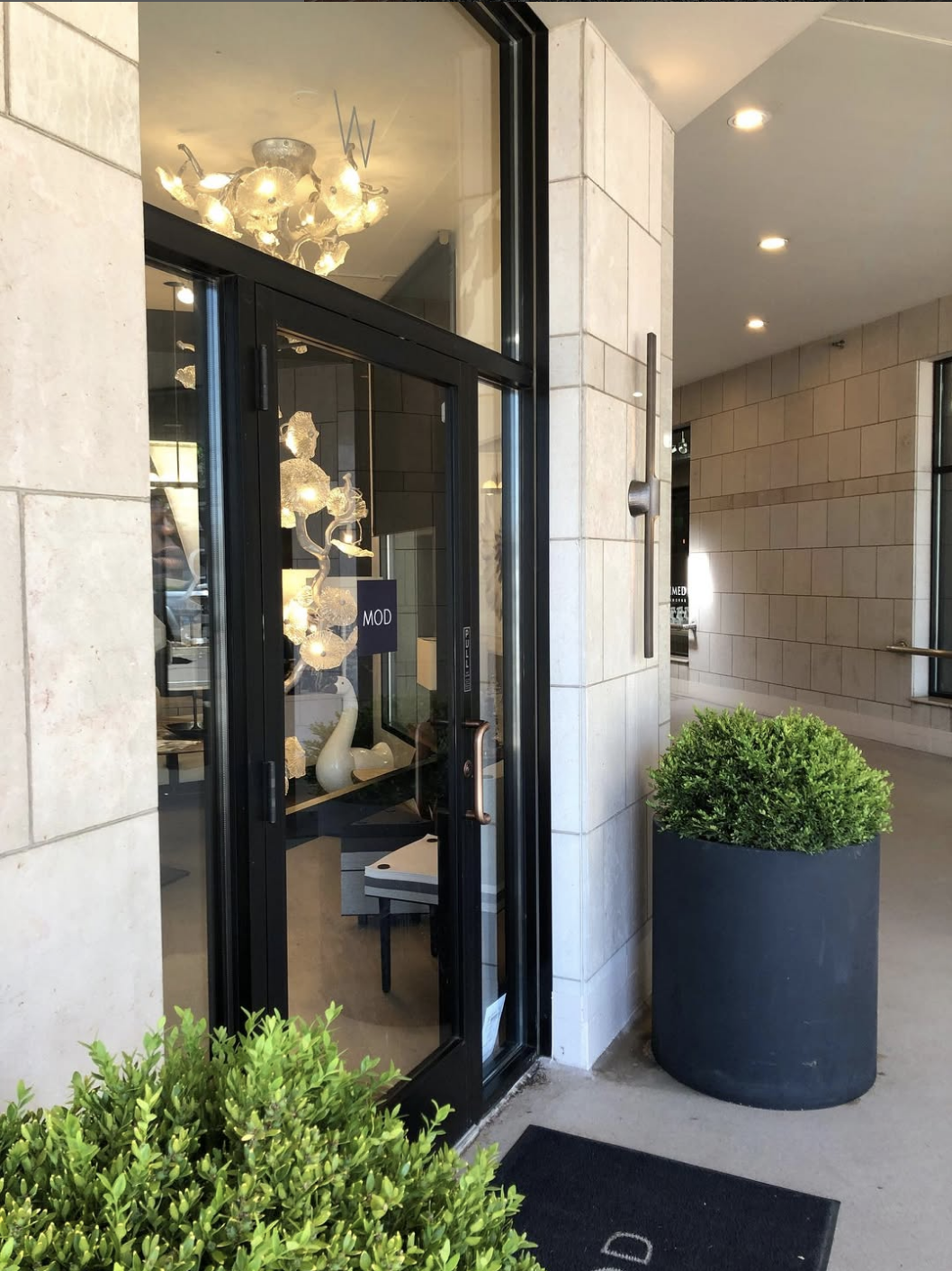 Commercial entrance and adjoining sidewalk